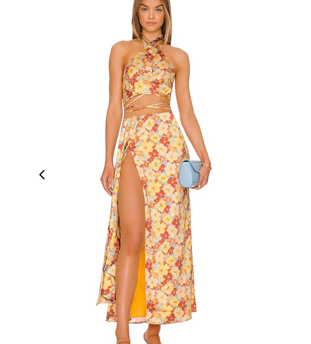 Revolve Atoir Floral Print Maxi Skirt – Satin Wrap Skirt – Size XS – NWT